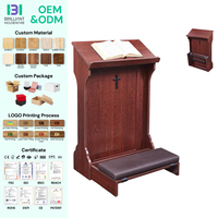 Banc de prière pliable personnalisable BH avec décoration en croix, genouillère en bois avec coussin et serre-livres à coins arrondis