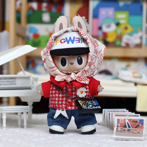 เสื้อผ้าตุ๊กตาลาบูบู สไตล์เกาหลี ชุดสี่ชิ้น สีน้ำเงิน พร้อมหมวกเดซี่และแว่นตา สำหรับเด็กอายุ 8-13 ปี แบบ unisex - Product Image 2