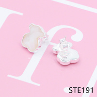 BLLYF141- TE Bijoux tendance pour femmes en argent sterling 925, boucles d'oreilles créoles et clous en zircon en forme de goutte et d'étoile