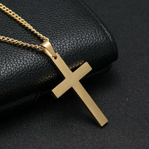 Croce Collana – collier pendentif croix sacerdot pour femmes et hommes, chaîne à maillons en acier inoxydable, bijoux Punk Hip Hop, collier croix - Product Image 4