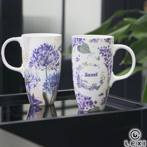 <span class=keywords><strong>Mug</strong></span> à café en céramique avec motif floral papillon violet, 500 ml, grande capacité, logo personnalisé, cadeaux d'entreprise, compatible lave-vaisselle et micro-ondes - Product Image 3