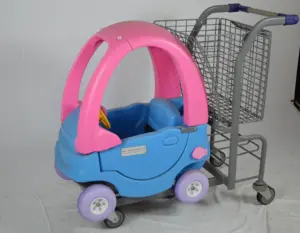 Carrito de plástico de alta calidad para supermercado, carrito de compras para niños