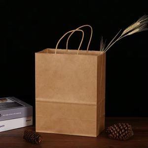 Eco-Friendly Recycled Black White Food Take Away <b>Paper</b> <b>Packaging</b> Bag Brown Kraft <b>Paper</b> Bag with Your Own logo for Gift Shopping - Product Image 3