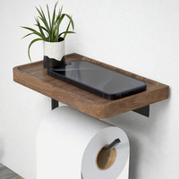 Umweltfreundliches Schwarznuss-Holz Stehendes Einlagiges Toilettenpapier-Aufbewahrungsregal mit Multifunktionsdesign
