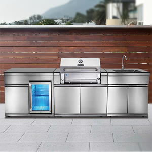 Cuisine extérieure moderne haut de gamme Vimo Sheng en acier inoxydable avec revêtement en poudre, barbecue au charbon de bois à 3 brûleurs, sécurité, montage facile, extérieur K - Product Image 1