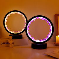 Amethyst-Kristallring-Lampe LED-Beleuchtete Runde Stein-Dekorative Tischlampe für Zuhause Schlafzimmer Geschenk