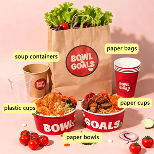 32 oz Custom Printed Round Disposable Rice Paper Soup Bowl Cup Takeaway Kraft Paper Salad Container Ramen Pasta Bowl With Lid