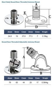 Rotatable Antenna Base Bracket, Angle Adjustable Round Tube Mount, 316 Stainless Steel Marine <b>Yacht</b> Hardware Fittings - Product Image 5