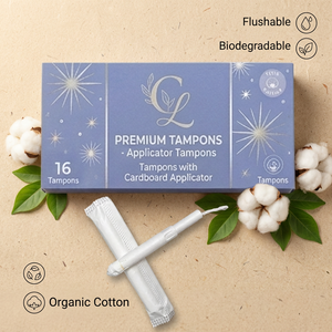 Kinzino - Tampones de Cartón Biodegradables y Desechables, Fibras de Algodón Orgánico, Higiene Femenina, Suaves, Ecológicos, Seguros para Fosas Sépticas - Product Image 1