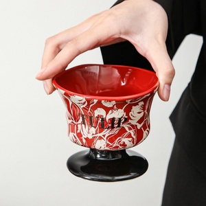 Gobelet en céramique vintage de haute qualité à pied haut pour la maison, idéal pour les desserts et la crème glacée, très esthétique et résistant aux hautes températures - Product Image 2
