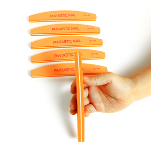Custom Logo Korean Orange Sponge <strong>NailFile</strong> Washable 100/180 Grit Half Moon Nail File - Product Image 5