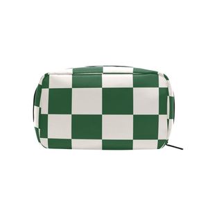 Pochette de maquillage personnalisée à carreaux verts, vente en gros, trousse de toilette à motif damier avec fermeture éclair, sac de voyage pour articles de toilette - Product Image 5