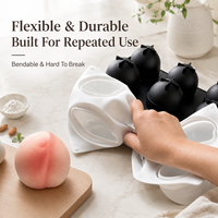 Moule de cuisson en silicone alimentaire à 6 cavités en forme de pêche pour chocolat, bonbons, mousse, desserts, pâtisseries, gelées et confiseries