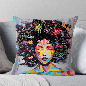 African Girl <strong>Decorative</strong> <strong>Throw</strong> <strong>Pillow</strong> Cover Home Decor with Chic African Graffiti Art Cushion Cases - Product Image 5