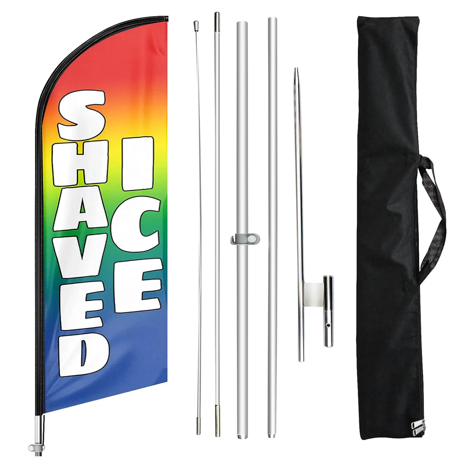 Personalizzazione promozione all'ingrosso 10 ft piuma bandiera asta kit pubblicità ghiaccio rasato spiaggia alluminio 16 ft piuma bandiera