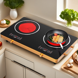 Table de cuisson infrarouge double brûleur haute puissance, cuisinière électrique en céramique, chauffage rapide, compatible avec les poêles antiadhésives, appareil de cuisson de cuisine - Product Image 1
