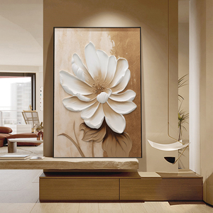 Custom Cream Flower Canvas Prints <b>Wall</b> Art Decor Painting Modern Luxury Floral Living Room <b>Framed</b> Canvas Painting - Product Image 5