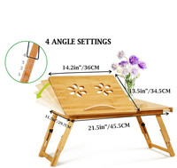 Plateau de Table Décoratif sur Lit Pliant Réglable Portable Netbook en Bois de Bambou Support de Bureau pour Ordinateur Portable Pc Bureau Portable