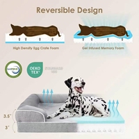 Grand lit pour chien avec soutien articulaire, mousse à mémoire de forme, tissu Oxford, housse amovible et lavable, base antidérapante, forme carrée, toutes saisons