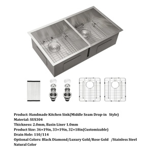 Lavello da <span class=keywords><strong>Cucina</strong></span> Professionale Sottopiano in Acciaio Inox 16 Gauge, Doppia Vasca, Finitura Spazzolata Anti-Impronta - Product Image 6