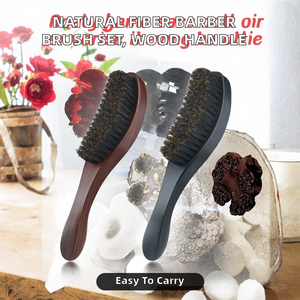Ensemble de brosses de barbier compactes en poils naturels avec manche en bois pour le coiffage des cheveux et de la barbe, dépoussiéreur pour le cou, soin masculin (non jetable) - Product Image 2