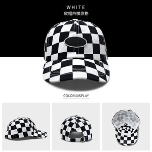 New arrivals phong cách unisex Mũ bóng chày checkerboard mô hình bông hai tông màu trắng và đen rô mũ thể thao - Product Image 3