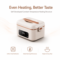 Elektrische Edelstahl-Lunchbox 1300ml Kabellos Aufladbar Speisenwärmer Digitale Steuerung Timer-Funktion für Sicherheitspersonal