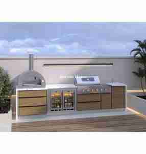 Cucina da Esterno Prefabbricata Dorene 2026 <span class=keywords><strong>con</strong></span> Mobili in Legno, Barbecue a Carbone e <span class=keywords><strong>Forno</strong></span> per Pizza Impermeabile - Product Image 2
