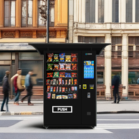 Distributeur automatique extérieur de boissons et de collations à grand écran équipé d'un auvent étanche pour les ventes par tous les temps