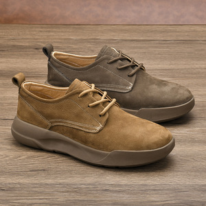 Chaussures bateau rétro en cuir pour hommes, bout rond, doublure en cuir véritable, semelle extérieure en caoutchouc, semelle intermédiaire en EVA, confort, style toutes saisons - Product Image 1