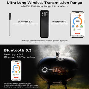 Thermomètre à viande intelligent sans fil longue portée J&R, thermomètre alimentaire Bluetooth pour barbecue, pour four - Product Image 5