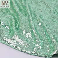 Tissu tricoté extensible dans les quatre sens Nanyee Textile, personnalisé, entièrement recouvert de paillettes vert jade clair
