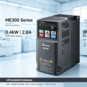 ไดรฟ์ปรับความถี่รุ่นใหม่ VFD2A8ME23ANNAA ME300 220V 3 เฟส 0.4kW พร้อมเบรกในตัว ได้รับการรับรองมาตรฐาน CE สำหรับสายพานลำเลียง - Product Image 1