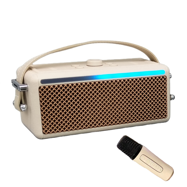 M82 Bass Sound Portable Bluetooth Karaoke Speaker With Wireless Microphone Custom Stereo Outdoor Color Changing Speaker Factory