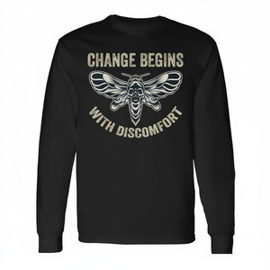 El cambio comienza con la incomodidad, camiseta de manga larga con cita motivacional - Product Image 2