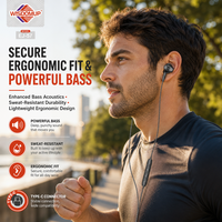Écouteurs intra-auriculaires filaires WISDOMUP EJ-57 TYPE-C avec microphone, étanches IPX-5, cordon de 1,2 m pour téléphone et jeux