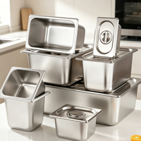 Bacs alimentaires FLEY en acier inoxydable épaissi, série complète de tailles, norme américaine, fournitures pour hôtels et restaurants, empilables