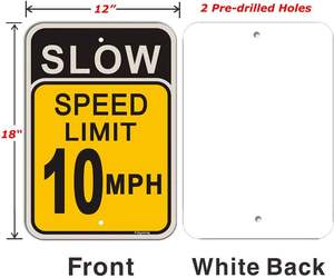 حد السرعة البطيئة <span class=keywords><strong>10</strong></span> <span class=keywords><strong>MPH</strong></span> علامة 18X12 بوصة درجة مهندس معدن عاكس قوي الصدأ الألومنيوم للماء - Product Image 2