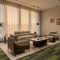 Modernes Minimalistisches Echtleder-Sofa-Set Luxuriöse Dreisitzer-Couch und Sessel für Zeitgenössische Büroräume