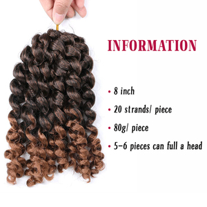 Extensions de cheveux en crochet bouclés, cheveux pour tresses afro, fibres synthétiques, couleur unie <span class=keywords><strong>et</strong></span> ombrée, 8 pouces, <span class=keywords><strong>noir</strong></span>, brun, <span class=keywords><strong>blond</strong></span> - Product Image 2