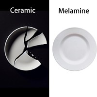 Assiette ronde en mélamine plastique en gros, assiette de restaurant en mélamine, passe au lave-vaisselle, incassable, assiette à dîner blanche pour hôtel