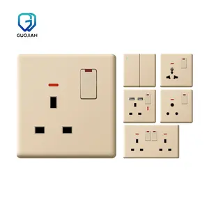 T10 Saudi Arabia British Standard brushed golden ultral-thin switch socket for living room and dining room