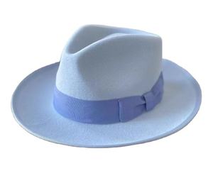 A111803 Chapeau haut de forme classique à large bord en feutre avec nœud, Vente chaude, Haute qualité, 100% feutre de laine, Décontracté, Fête, Unisexe - Product Image 1