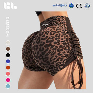 Shorts de sport pour femmes à taille haute, imprimé léopard, coupe ajustée, respirants, séchage rapide, <span class=keywords><strong>sexy</strong></span>, effet push-up, pour fitness, course à pied, cyclisme, yoga - Product Image 1