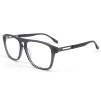 HIGO Monture de Lunettes Double Pont en Acétate Style Vintage de Luxe pour Hommes, Anti-Lumière Bleue, pour Myopie