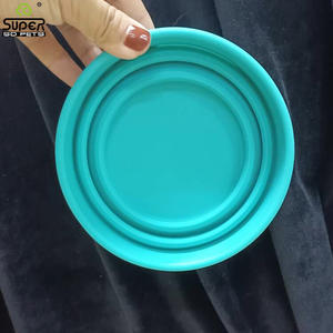 Mangkuk Anjing Lipat Silikon Aman untuk Makanan Bersertifikat dengan Penutup Tempat Makan Perjalanan Luar Ruangan Suplai Hewan Peliharaan Tiongkok - Product Image 2