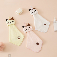 FF4648 mignon chat absorbant non pelucheux essuie-mains suspendu microfibre chiffon de nettoyage salle de bain cuisine séchage des mains serviette