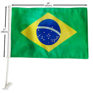 Venta al por mayor 30CM * 45CM poliéster decorativo impreso coche ventana bandera Brasil bandera con asta <span class=keywords><strong>de</strong></span> bandera para exteriores - Product Image 1