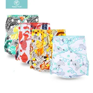 HappyFlute Vải Có Thể Giặt Tái Sử Dụng Điều Chỉnh Kích Thước Bông Tre Khâu Chèn AI2 Baby Daipers Nappies