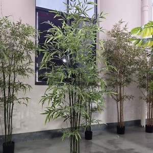 Plante artificielle en <span class=keywords><strong>bambou</strong></span> miniature réaliste en plastique en pot, sans entretien, faux <span class=keywords><strong>bambou</strong></span> porte-bonheur pour la décoration de bureau, d'hôtel, de hall - Product Image 5